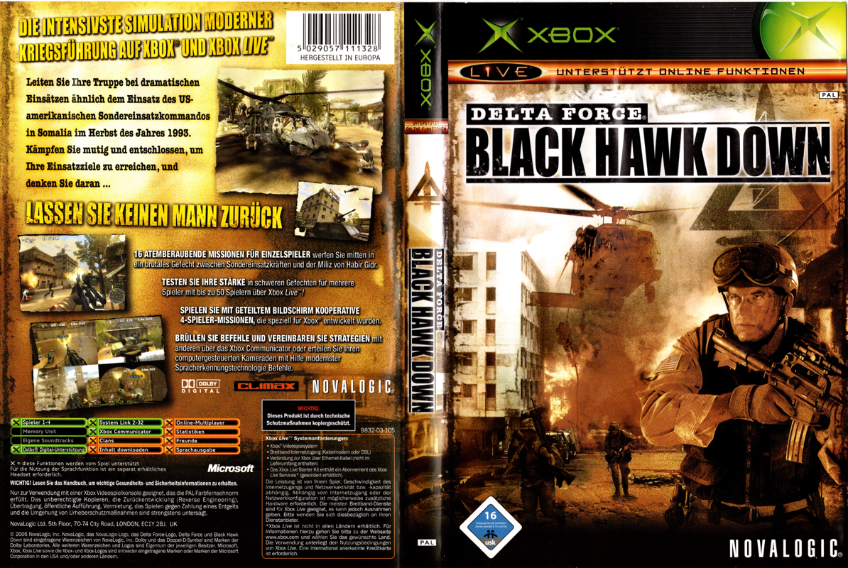 Delta Force Black Hawk Down box art for Xbox